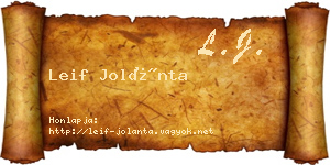 Leif Jolánta névjegykártya